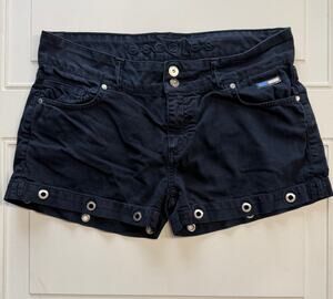 Escales Paris Womens Sz 40, US 8-10, Navy Blue RIvetted Cotton Shorts